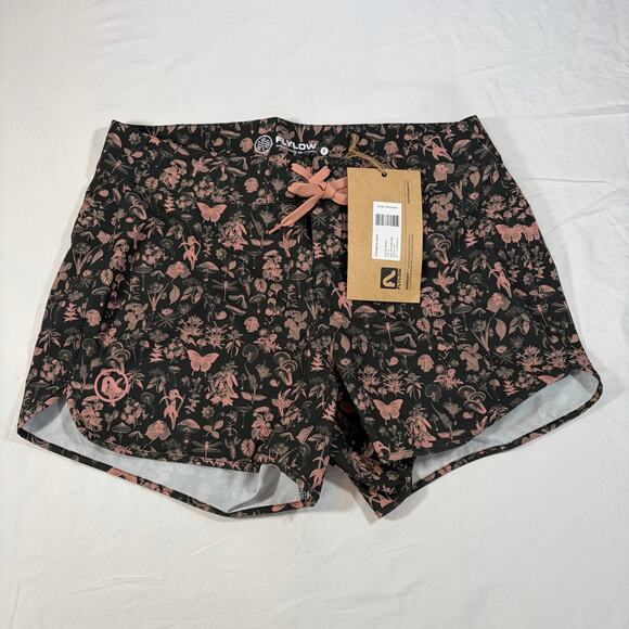 NWT Flylow women’s Marion board shorts. Size 8. Green Pink floral woodland Arame - Picture 3 of 5